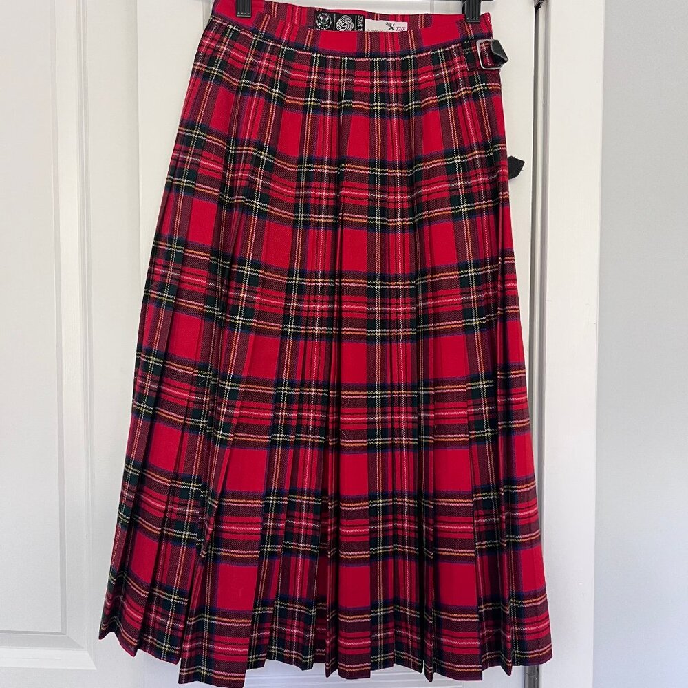 Vintage Scotch House red plaid kilt skirt